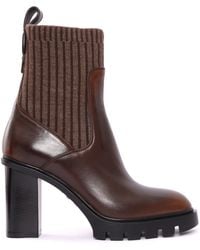 Santoni - Pointed Toe Ankle Boots With Sock-Like Collar - Lyst