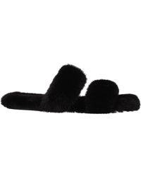 Saint Laurent - Ciabatte E Zoccoli Donna Visone Nero - Lyst