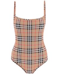 Burberry - Check One Piece Swimsuit - Lyst
