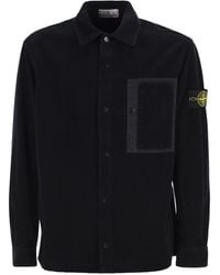 Stone Island - Cotton Corduroy Overshirt With Compass Badge - Lyst