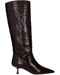Stuart Weitzman - Bruin Leren Hoge Hak Laarzen - Lyst