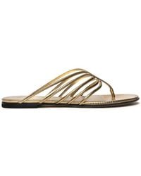 ALEVI - Flat Flip Flop Sandal With Thin Lizard Print Leather Straps - Lyst