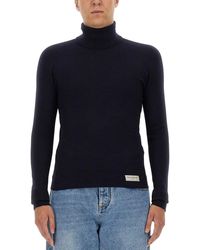 Balmain - High Neck Patch Logo Turtleneck Shirt For - Lyst