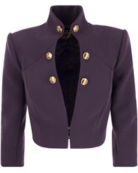 Elisabetta Franchi - Crepe Crop Jacke mit Stand -up -Kragen - Lyst