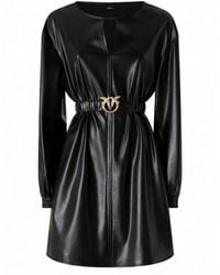 Pinko - Short Faux Lederkleid - Lyst