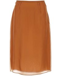 Prada - Copper Organza See-Through Skirt - Lyst