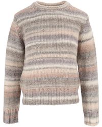 Kangra Cashmere - Printed Yarn Knitted Crewneck Sweater - Lyst