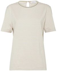 Brunello Cucinelli - Cotton Jersey T -shirt Met Glanzende Details - Lyst