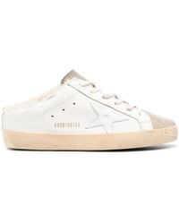 Golden Goose - Super Star Sabot Leather Upper Suede Toe Shiny Leather Star Shearling Lining - Lyst