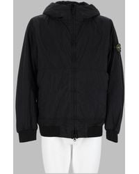 Stone Island - Giacca Bomber Con Patch Logo E Cappuccio - Lyst