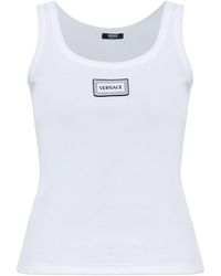 Versace - Geribbelde Stretch Katoenen Tanktop - Lyst