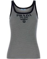 Prada - Embroidered Silk Tank Top - Lyst