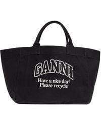 Ganni - Recycled Cotton Xxl Tote Bag - Lyst