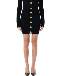Balmain - Knit Skirt With Buttons - Lyst
