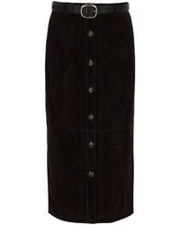 Self-Portrait - Suede Midi Skirt - Lyst