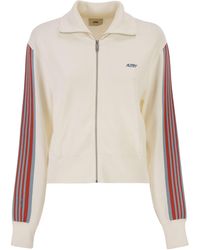 Autry - Viscose Sweatshirt With Zip And Side Stripes - Lyst