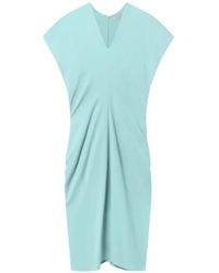 Stella McCartney - Midi Dress With V-Neck And Drape - Lyst