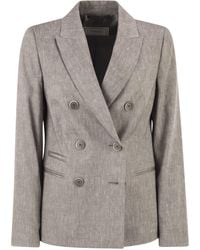Peserico - Blazer Met Dubbele Rij Knopen Van Linnen- En Wolmix - Lyst