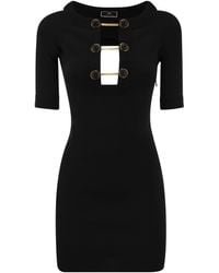 Elisabetta Franchi - Shiny Viscose Minidress con bottoni gemelli - Lyst