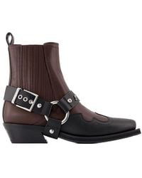Ganni - Chelsea Western Boots Cuir synthétique noir - Lyst