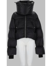 Rick Owens - Cropped Puffer Jacket With High Padded Collar And Quilted Sleeves - Lyst