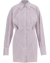 The Attico - L'Abito Da Mini Camicia A Strisce Bianche E Viola Attico - Lyst