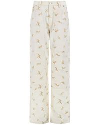 MSGM - Pantalone Con Motivo Floreale - Lyst