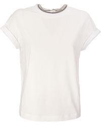 Brunello Cucinelli - Stretch -Baumwolltrikot -T -Shirt mit kostbarer Kunstschichtung - Lyst
