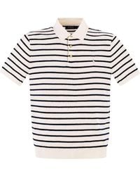 Polo Ralph Lauren - Cotton And Linen Striped Knitted Polo Shirt - Lyst