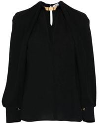Elisabetta Franchi - Georgette Blouse With Jewel Detail - Lyst