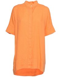Aspesi - Relaxed-Fit Mandarin Collar Linen Shirt - Lyst