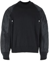 Sacai - Zwarte Katoenmix Trui - Lyst