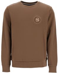 BOSS - Long Sleeve Crew Neck Cotton Sweatshirt In - Lyst