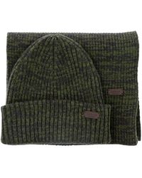 Barbour - "crimdon" Scarf And Beanie Ribbed Set - Lyst