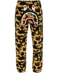 A Bathing Ape - Printed Cotton joggers - Lyst