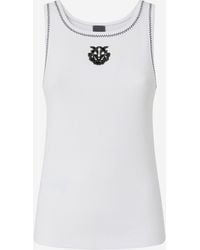Pinko - Tank Top Ribbed With Love Birds Embroidery - Lyst