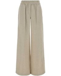 Brunello Cucinelli - Melange Linen Blend Wide-Leg Pant - Lyst