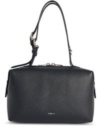 Furla - "Double" schwarze Lear-Tasche - Lyst