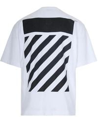 Off-White c/o Virgil Abloh - Gebroken Witte Flanel Diag Skate S/s T-stuk Wit Zwart - Lyst