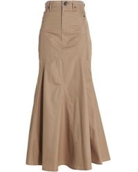 Burberry - Cotton Gabardine Long Skirt - Lyst