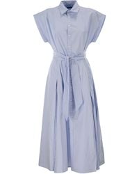 Polo Ralph Lauren - Striped Cotton Shirt Dress With Belt - Lyst
