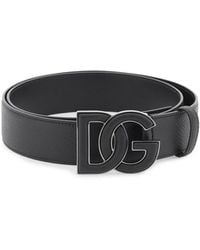 Dolce & Gabbana - Cintura In Pelle Con Fibbia Logo Dg - Lyst