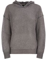 Peserico - Hooded Open-Knit Jumper With Sequins - Lyst