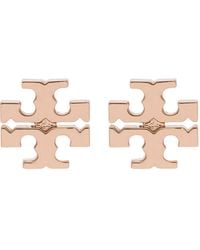 Tory Burch - Rose Gold Double T Stud -oorbellen - Lyst