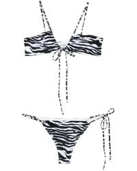 The Attico - Zebra Print Tie-Up Bikini - Lyst
