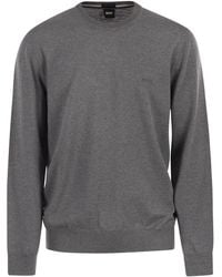 BOSS - Regular Fit Trui Van Scheerwol Met Geborduurd Logo - Lyst