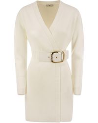 Elisabetta Franchi - Viscose Manteau Dress With Maxi Buckle - Lyst