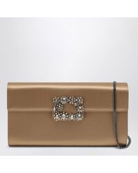 Roger Vivier - Mini Satin Efflorescence Clutch Handbag With Jewelled Buckle - Lyst