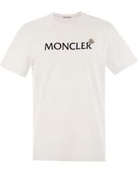 Moncler - T Shirt With Flocked Cotton Logo - Lyst
