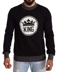 Dolce & Gabbana - Black Crown King Cotton Pullover Sweater - Lyst